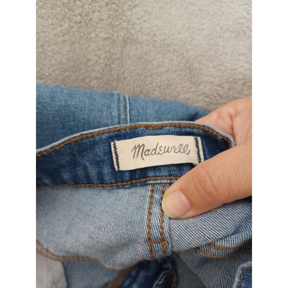 Madewell Jeans Sz 27 High Rise Slim Straight Crop Boyjean Fray Raw Hem Stretch - Picture 10 of 14
